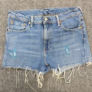 Levi's 510 Shorts Womens 30 Blue Cut Off Raw Hem Distressed Stretch